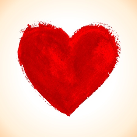 Hand-drawn painted red heart, vector element for your designのイラスト素材