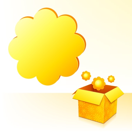 Yellow sunflowers box with text bubble card templateのイラスト素材
