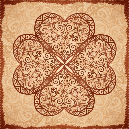 Vintage beige ornate background in Indian styleのイラスト素材