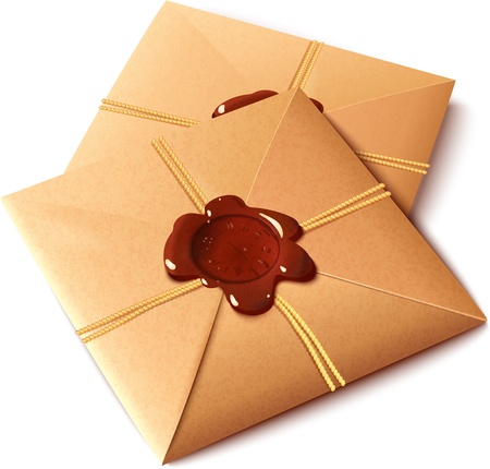 Vintage paper envelope with sealing wax stampのイラスト素材