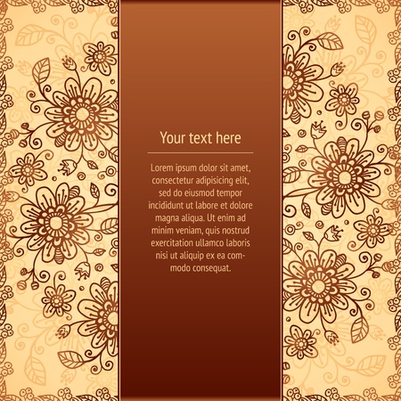 Ornate  doodle flowers background with text fieldの写真素材