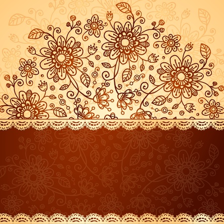 Ornate vector doodle flowers two colors backgroundの写真素材