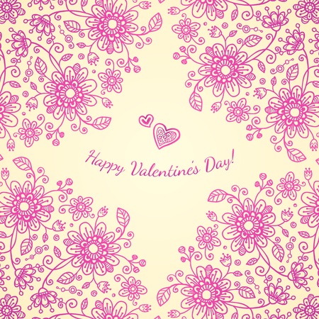 Pint valentines day doodle flowers backgroundのイラスト素材