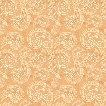 Vintage beige ethnic background with doodlesのイラスト素材