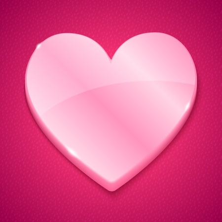 Glossy plastic heart on pink textured backgroundのイラスト素材