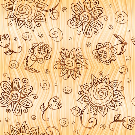 Ornate  doodle flowers seamless patternの写真素材