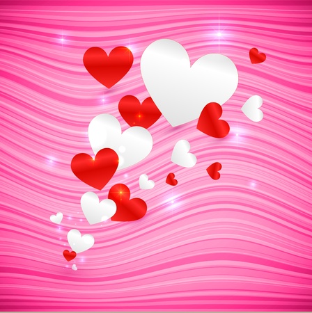  pink wavy Valentine s Day background with heartsのイラスト素材