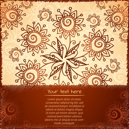 Ornate  doodle flowers background with place for textのイラスト素材