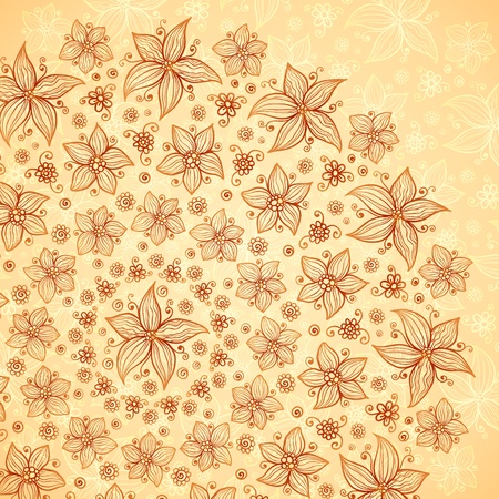 Ornate vector doodle chocolate and vanilla flowers backgroundのイラスト素材