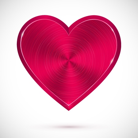 Pink isolated metallic heart symbol for Valentines dayのイラスト素材