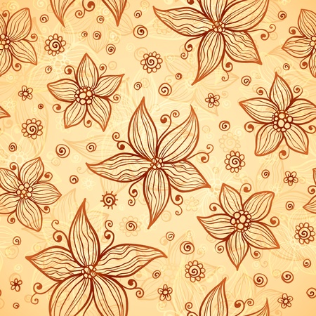 Ornate doodle chocolate and vanilla flowers backgroundのイラスト素材