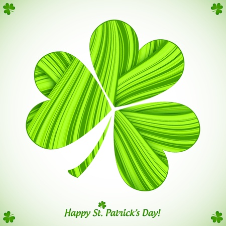 Green cutout striped paper clover Patrick s day cardのイラスト素材