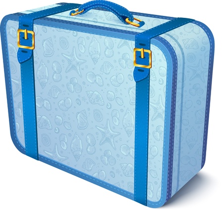 Blue ornate traveler's suitcaseのイラスト素材