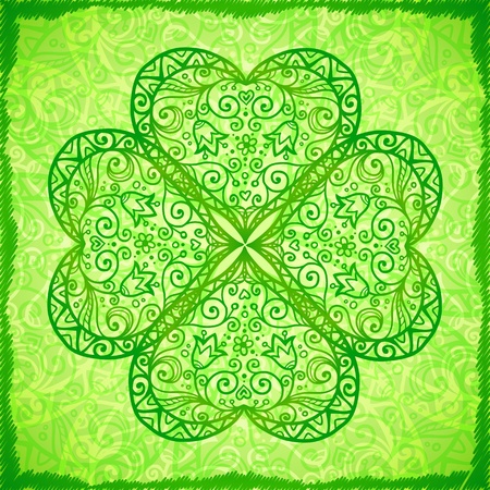Light green ornate four-leaf clover abstract backgroundのイラスト素材