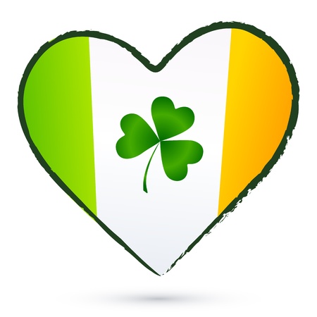 Isolated heart with green cliver and Irish flagのイラスト素材