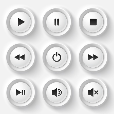 White plastic navigation button player setのイラスト素材