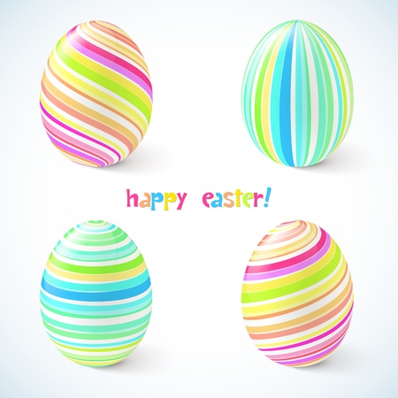 Blue and pink striped easter eggs setのイラスト素材