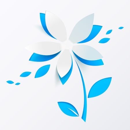 Blue paper flower vector greeting card templateの写真素材