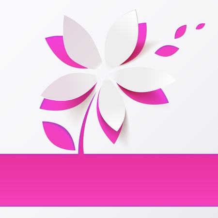 Pink paper flower  greeting card templateのイラスト素材