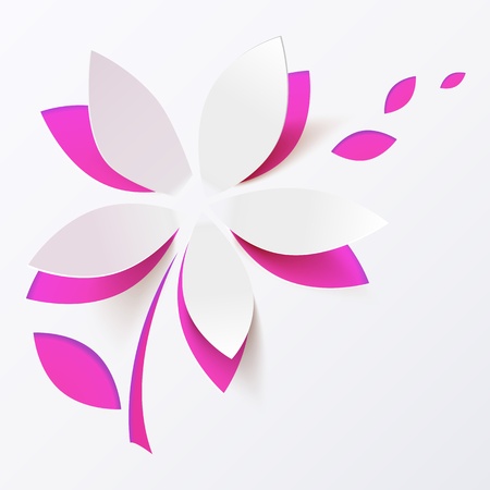 Pink paper flower  greeting card templateのイラスト素材