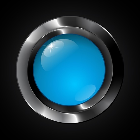 Blue  glass realistic plastic buttonのイラスト素材