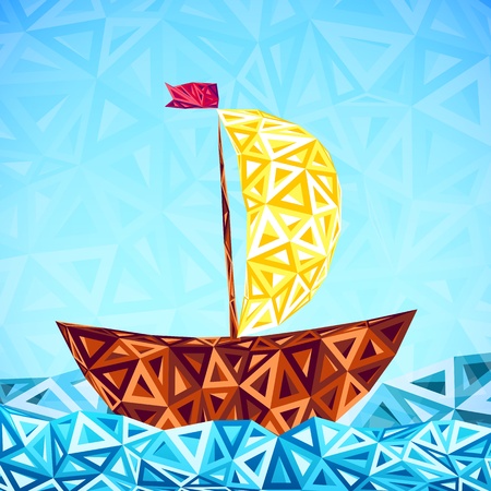 Abstract triangles pattern  simple boatのイラスト素材