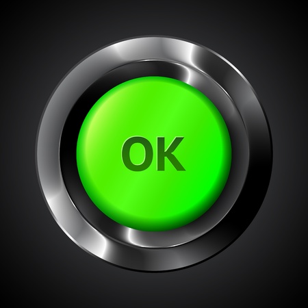 Green  ok realistic plastic buttonのイラスト素材