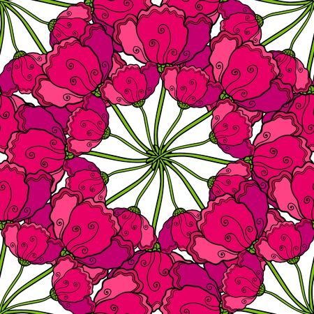 Vector decorative poppy flowers seamless patternのイラスト素材