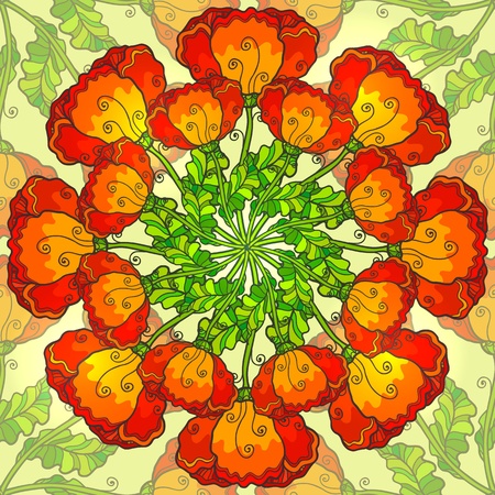 Vector decorative ornate poppy flowers circleのイラスト素材