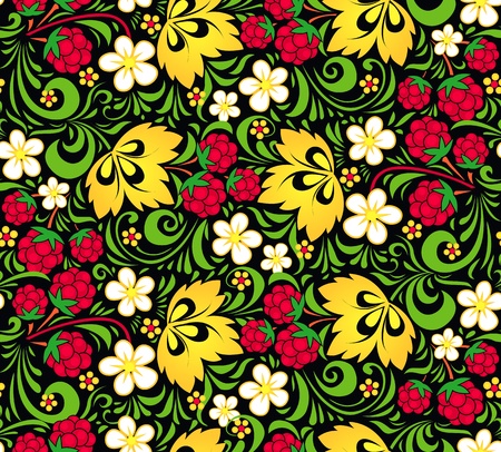 Vector pattern traditional Russian style Hohlomaのイラスト素材