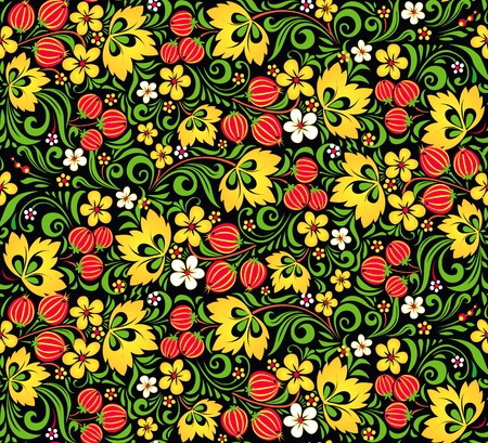 Vector pattern traditional Russian style Hohlomaのイラスト素材