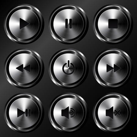 Metallic sound buttons vector setのイラスト素材