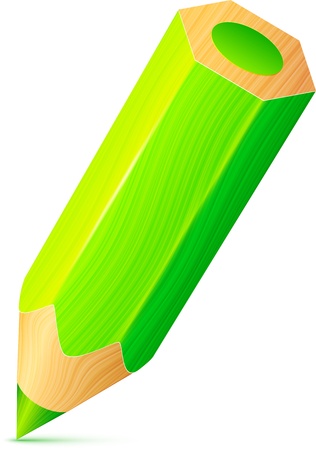 Vector cute green wooden little pencilのイラスト素材