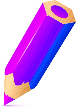 Vector cute violet wooden little pencilのイラスト素材