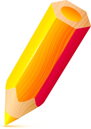 Vector cute orange wooden little pencilのイラスト素材