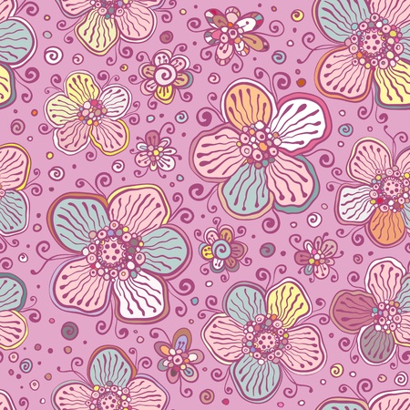 Vintage colors vector flowers seamless patternのイラスト素材