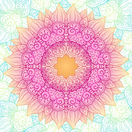Ornate lacy flower vector circle patternのイラスト素材