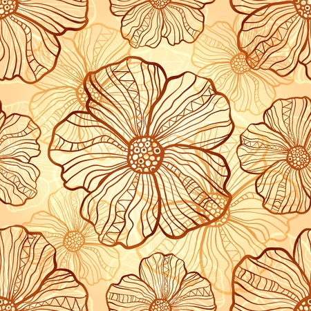 Ornate vector poppies seamless patternのイラスト素材