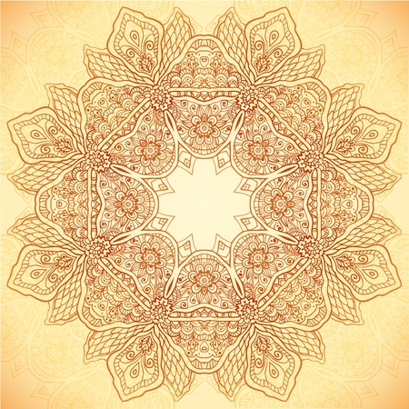 Ornate vintage vector flower napkin background in mehndi indian styleのイラスト素材