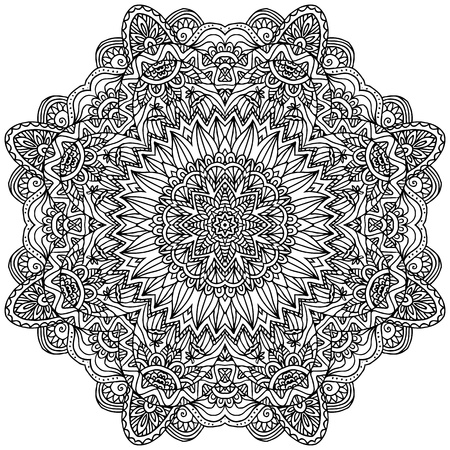 Lacy ornate vector black napkin on white backgroundのイラスト素材