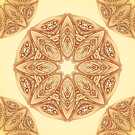 Ornate vintage beige doodle circle patternのイラスト素材