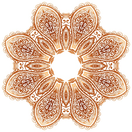Ornate vintage beige doodle circle patternのイラスト素材