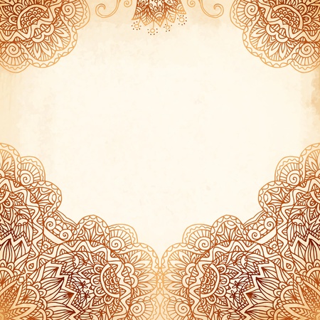 Ornate vintage beige vector background in mehndi styleのイラスト素材
