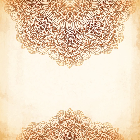 Ornate vintage beige vector background in mehndi styleのイラスト素材