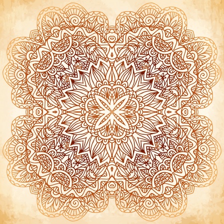 Ornate vintage beige vector background in mehndi styleのイラスト素材