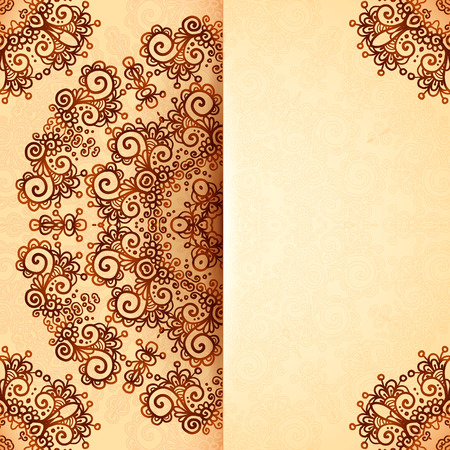 Ornate vintage card template in Indian mehndi styleのイラスト素材
