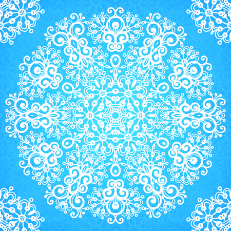 Ornate vintage blue lacy vector seamless patternのイラスト素材