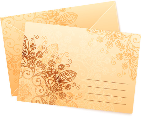 Vintage beige colors ornate isolated vector envelopsのイラスト素材