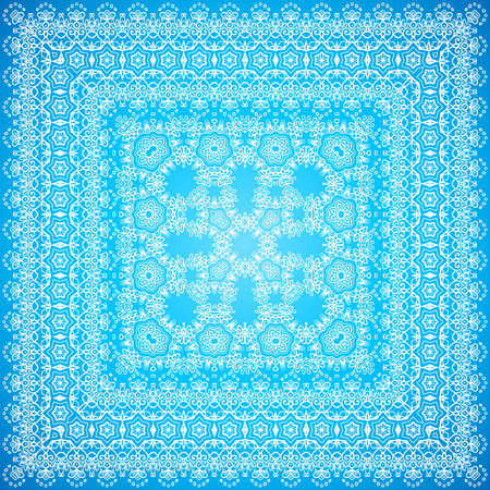 Ornate lacy blue and white vector shawl ornamentのイラスト素材