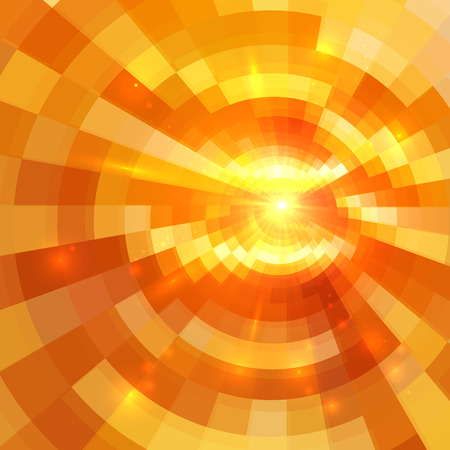 Abstract orange shining circle tunnel lined backgroundのイラスト素材